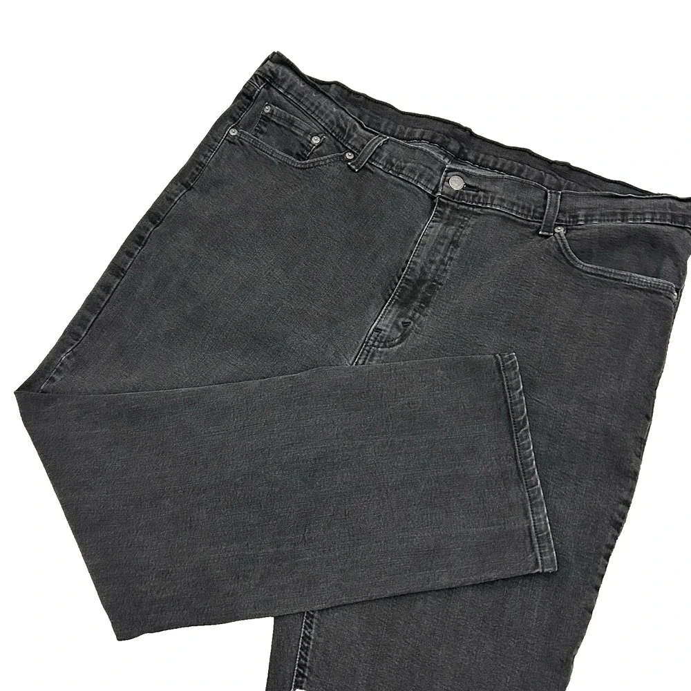Levis 541 Jeans Mens 46X34‎ (Fits 44X30) Black Denim Athletic Taper Cotton Zip